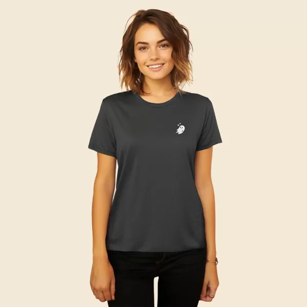 DALIX Heartly Ghost Embroidered Soft Cotton Short Sleeve T Shirt Womens