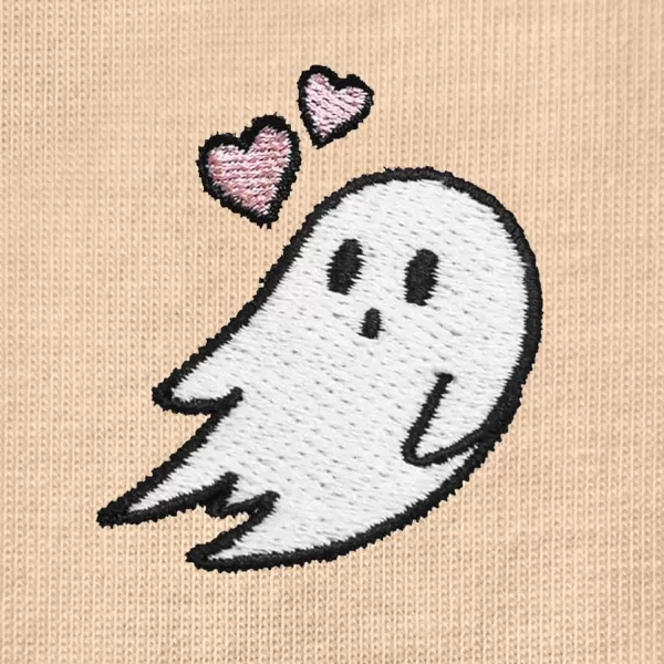DALIX Heartly Ghost Embroidered Soft Cotton Short Sleeve T Shirt Womens
