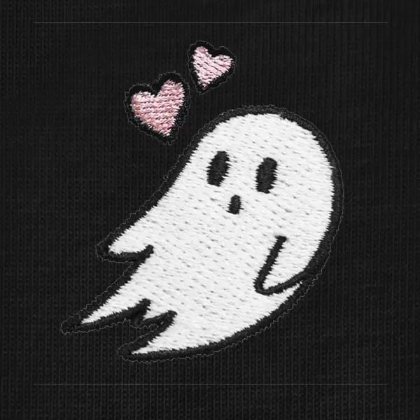 DALIX Heartly Ghost Embroidered Soft Cotton Short Sleeve T Shirt Womens