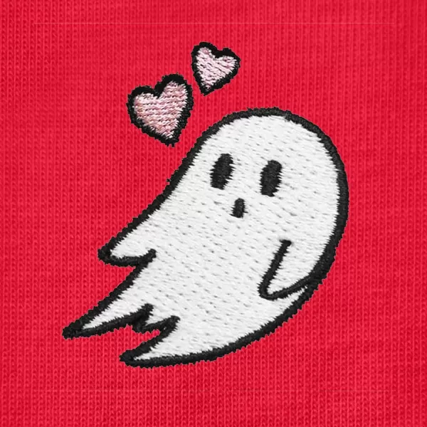DALIX Heartly Ghost Embroidered Soft Cotton Short Sleeve T Shirt Womens