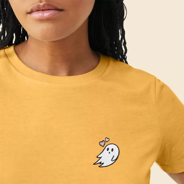 DALIX Heartly Ghost Embroidered Soft Cotton Short Sleeve T Shirt Womens