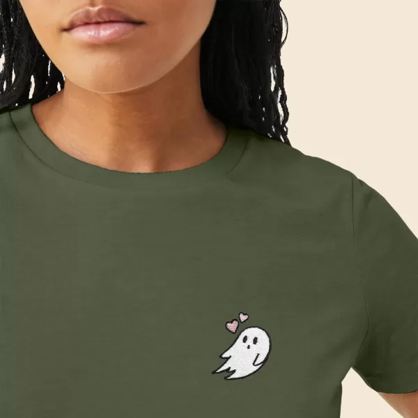 DALIX Heartly Ghost Embroidered Soft Cotton Short Sleeve T Shirt Womens