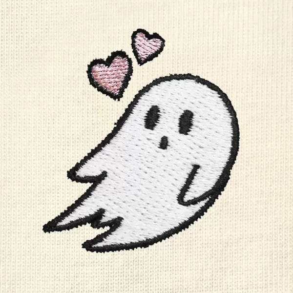 DALIX Heartly Ghost Embroidered Soft Cotton Short Sleeve T Shirt Womens