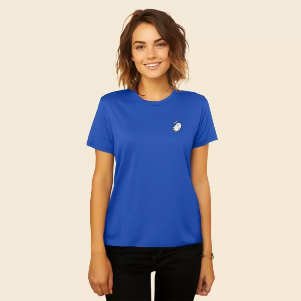 DALIX Heartly Ghost Embroidered Soft Cotton Short Sleeve T Shirt Womens