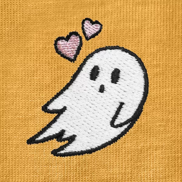 DALIX Heartly Ghost Embroidered Soft Cotton Short Sleeve T Shirt Womens