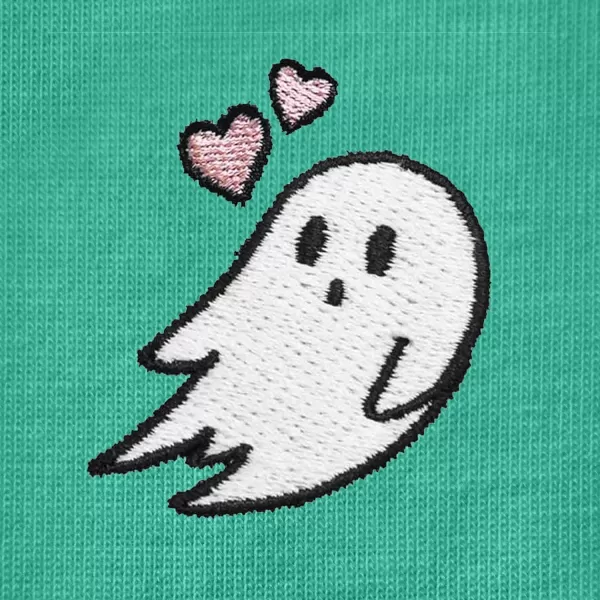 DALIX Heartly Ghost Embroidered Soft Cotton Short Sleeve T Shirt Womens