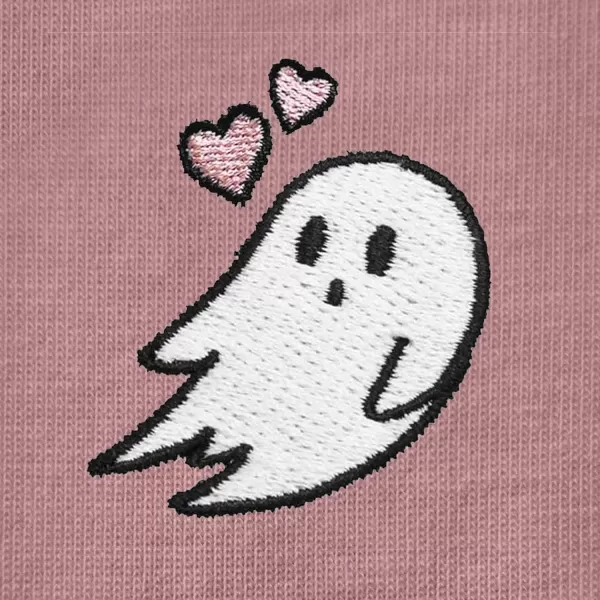 DALIX Heartly Ghost Embroidered Soft Cotton Short Sleeve T Shirt Womens