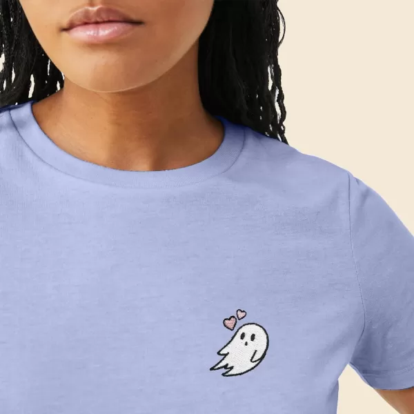 DALIX Heartly Ghost Embroidered Soft Cotton Short Sleeve T Shirt Womens