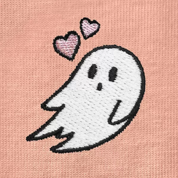 DALIX Heartly Ghost Embroidered Soft Cotton Short Sleeve T Shirt Womens