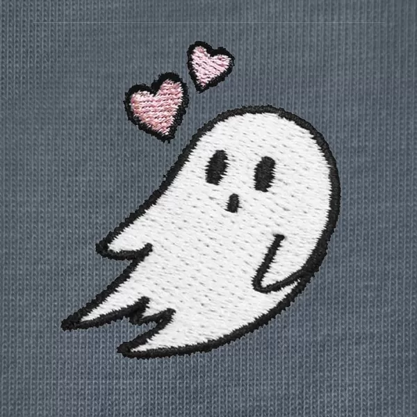 DALIX Heartly Ghost Embroidered Soft Cotton Short Sleeve T Shirt Womens