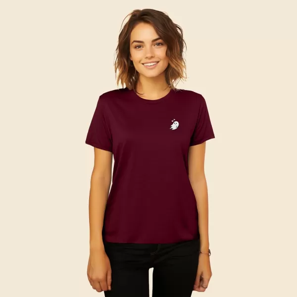 DALIX Heartly Ghost Embroidered Soft Cotton Short Sleeve T Shirt Womens