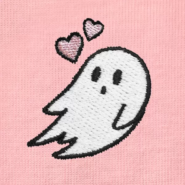 DALIX Heartly Ghost Embroidered Soft Cotton Short Sleeve T Shirt Womens