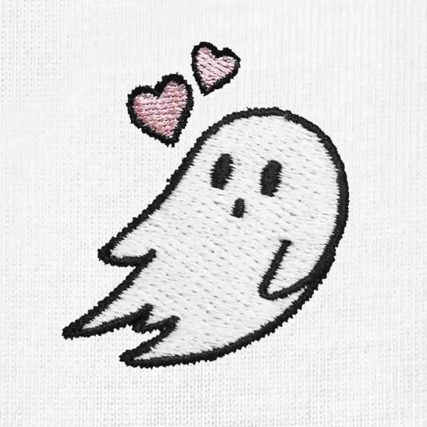 DALIX Heartly Ghost Embroidered Soft Cotton Short Sleeve T Shirt Womens