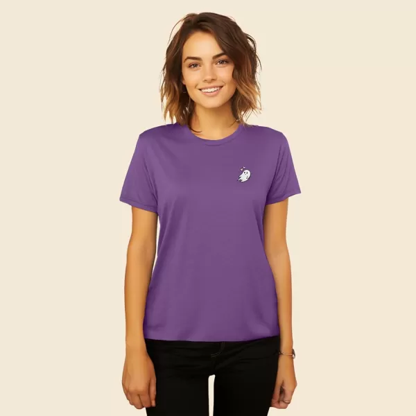 DALIX Heartly Ghost Embroidered Soft Cotton Short Sleeve T Shirt Womens