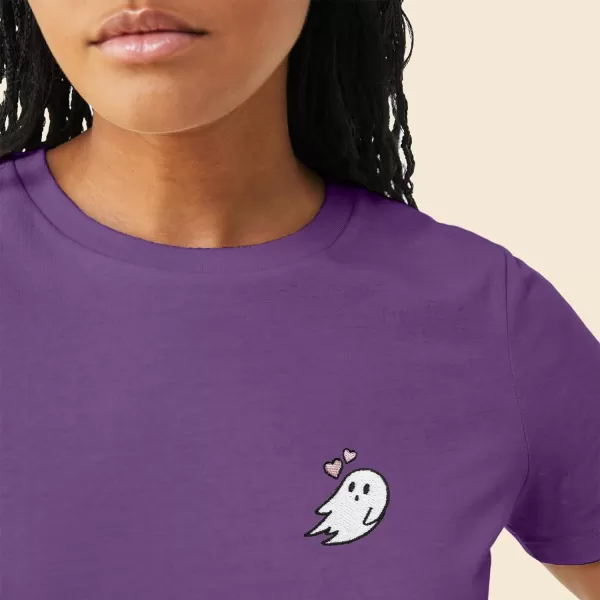 DALIX Heartly Ghost Embroidered Soft Cotton Short Sleeve T Shirt Womens