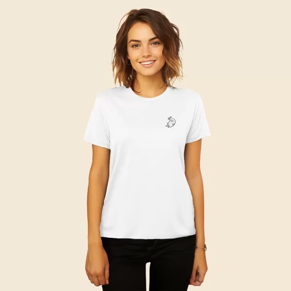 DALIX Heartly Ghost Embroidered Soft Cotton Short Sleeve T Shirt Womens