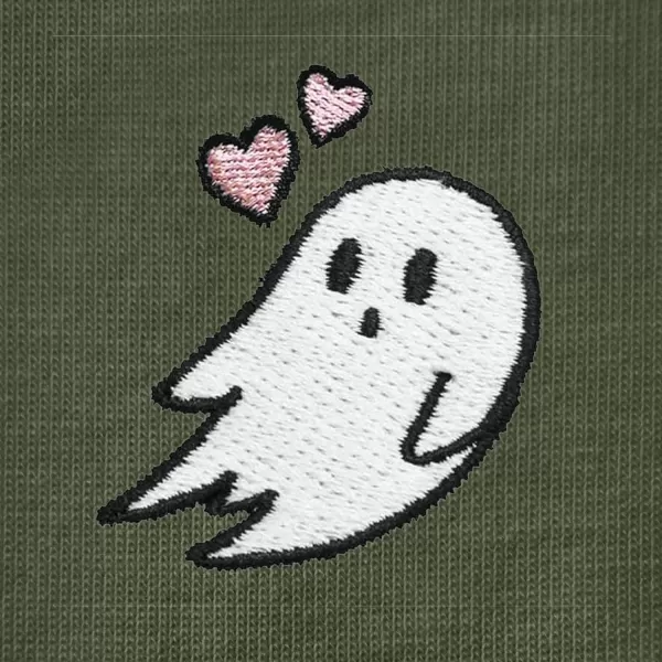 DALIX Heartly Ghost Embroidered Soft Cotton Short Sleeve T Shirt Womens