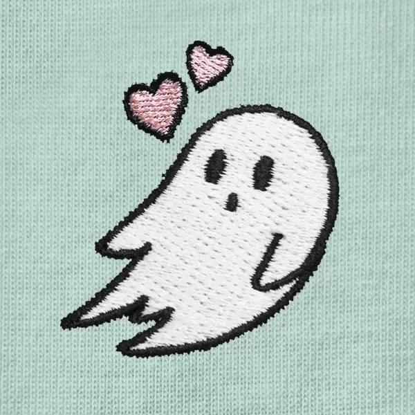 DALIX Heartly Ghost Embroidered Soft Cotton Short Sleeve T Shirt Womens