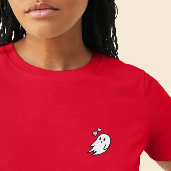DALIX Heartly Ghost Embroidered Soft Cotton Short Sleeve T Shirt Womens
