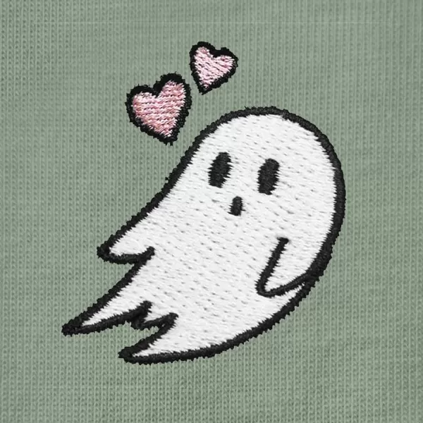 DALIX Heartly Ghost Embroidered Soft Cotton Short Sleeve T Shirt Womens