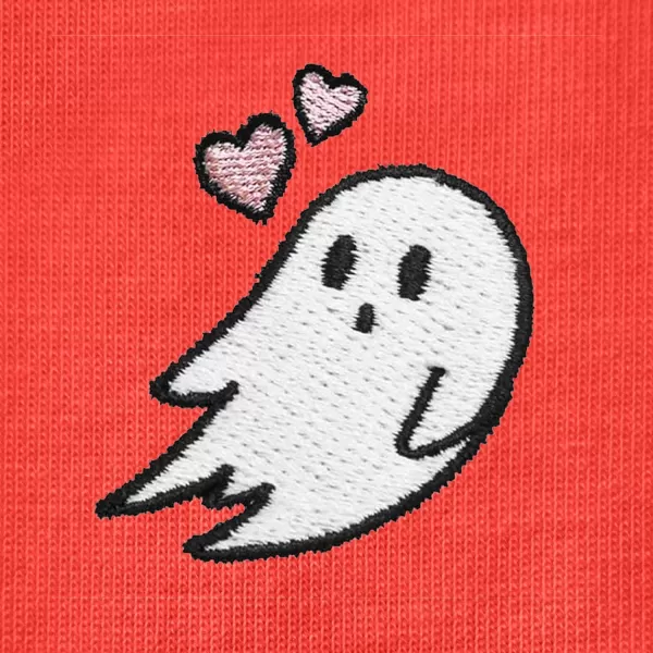 DALIX Heartly Ghost Embroidered Soft Cotton Short Sleeve T Shirt Womens