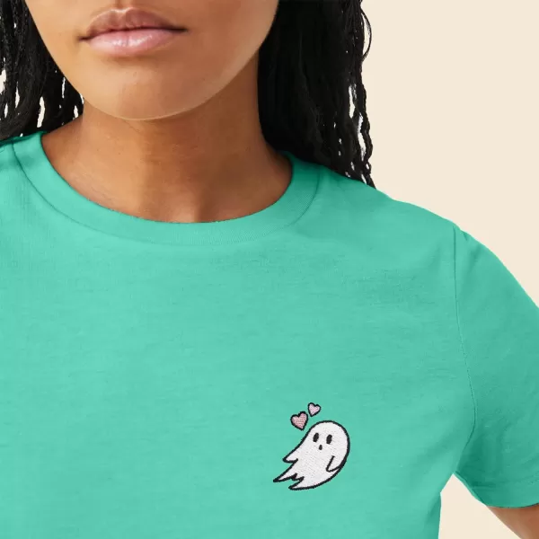 DALIX Heartly Ghost Embroidered Soft Cotton Short Sleeve T Shirt Womens