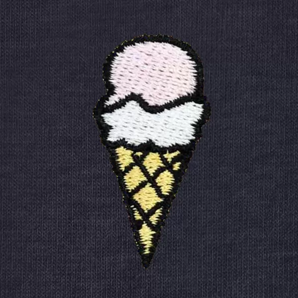 DALIX Ice Cream Embroidered Cropped Flowy Soft Cotton Short Sleeve T Shirt Womens