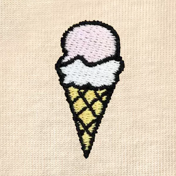 DALIX Ice Cream Embroidered Cropped Flowy Soft Cotton Short Sleeve T Shirt Womens