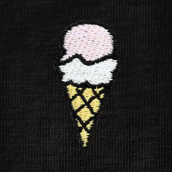 DALIX Ice Cream Embroidered Cropped Flowy Soft Cotton Short Sleeve T Shirt Womens