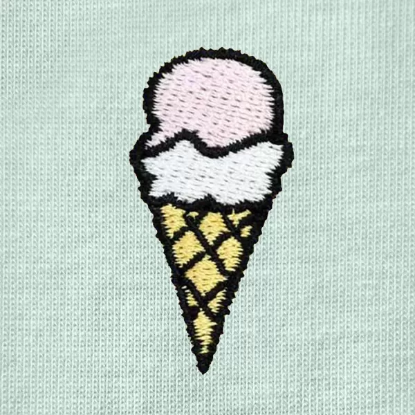 DALIX Ice Cream Embroidered Cropped Flowy Soft Cotton Short Sleeve T Shirt Womens