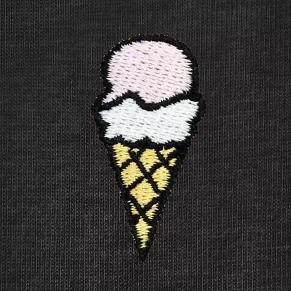 DALIX Ice Cream Embroidered Cropped Flowy Soft Cotton Short Sleeve T Shirt Womens