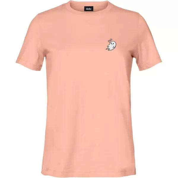 DALIX Heartly Ghost Embroidered Soft Cotton Short Sleeve T Shirt Womens