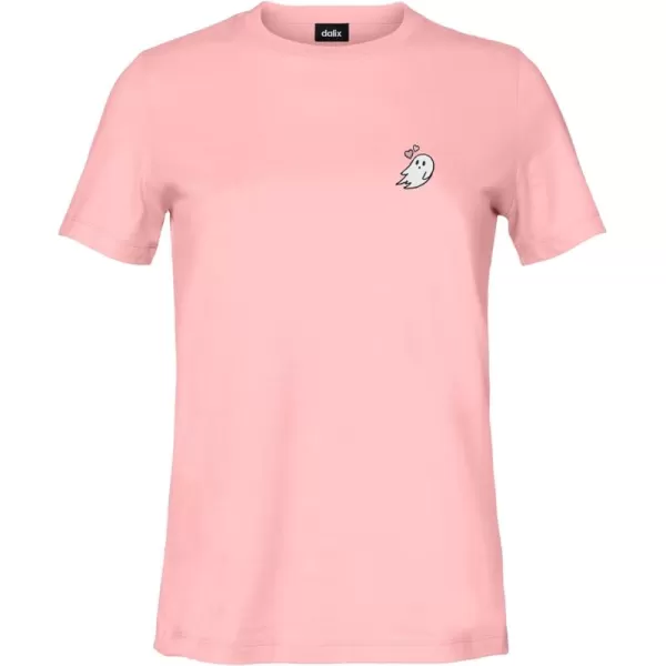 DALIX Heartly Ghost Embroidered Soft Cotton Short Sleeve T Shirt Womens