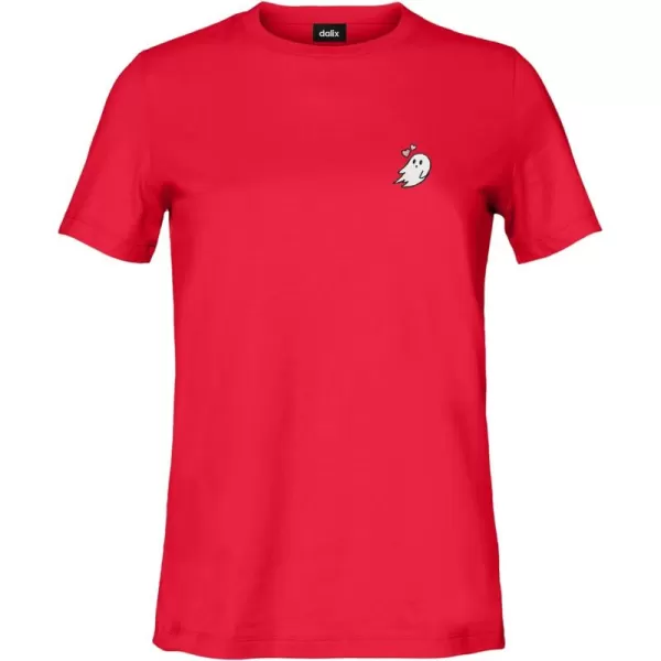DALIX Heartly Ghost Embroidered Soft Cotton Short Sleeve T Shirt Womens