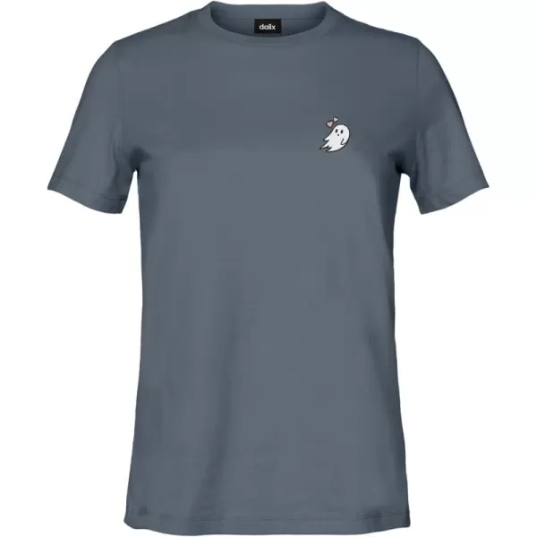 DALIX Heartly Ghost Embroidered Soft Cotton Short Sleeve T Shirt Womens