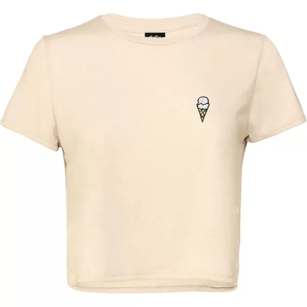 DALIX Ice Cream Embroidered Cropped Flowy Soft Cotton Short Sleeve T Shirt Womens