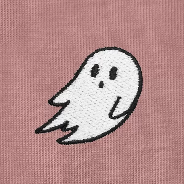 DALIX Ghost Embroidered Cropped Flowy Soft Cotton Short Sleeve T Shirt Womens