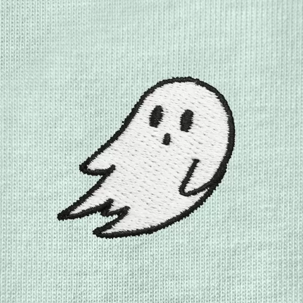 DALIX Ghost Embroidered Cropped Flowy Soft Cotton Short Sleeve T Shirt Womens