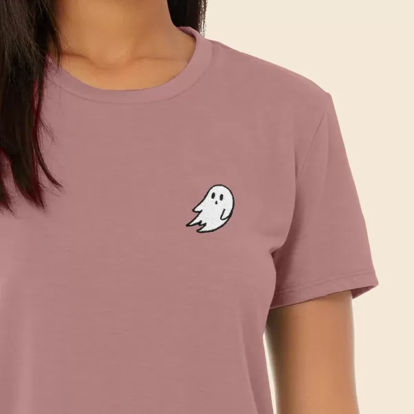 DALIX Ghost Embroidered Cropped Flowy Soft Cotton Short Sleeve T Shirt Womens