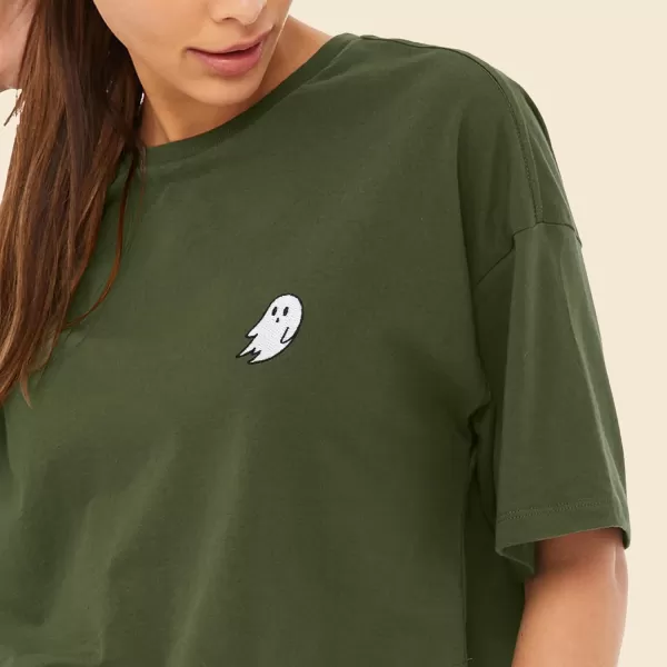 DALIX Ghost Embroidered Cropped Relaxed Cropped Soft Lightweight Loose T Shirt Womens