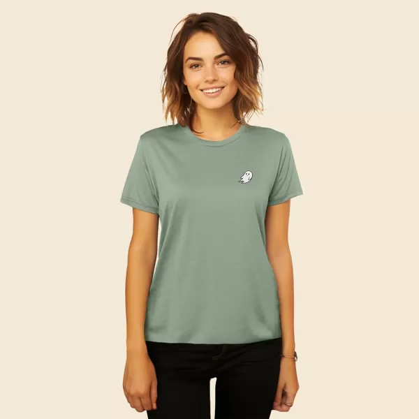 DALIX Ghost Embroidered Soft Cotton Short Sleeve T Shirt Womens