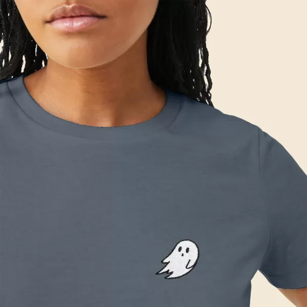 DALIX Ghost Embroidered Soft Cotton Short Sleeve T Shirt Womens