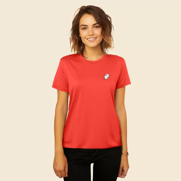 DALIX Ghost Embroidered Soft Cotton Short Sleeve T Shirt Womens