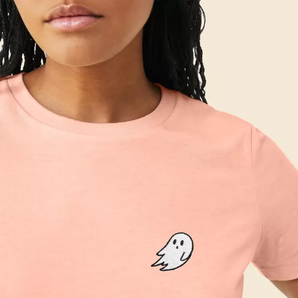 DALIX Ghost Embroidered Soft Cotton Short Sleeve T Shirt Womens