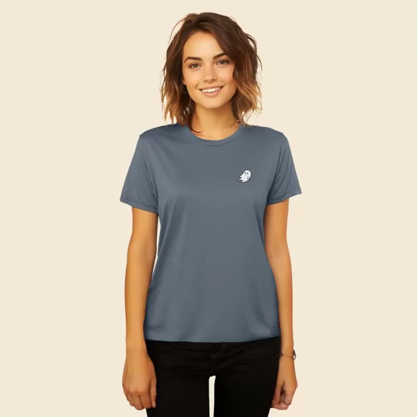 DALIX Ghost Embroidered Soft Cotton Short Sleeve T Shirt Womens