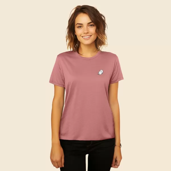 DALIX Ghost Embroidered Soft Cotton Short Sleeve T Shirt Womens