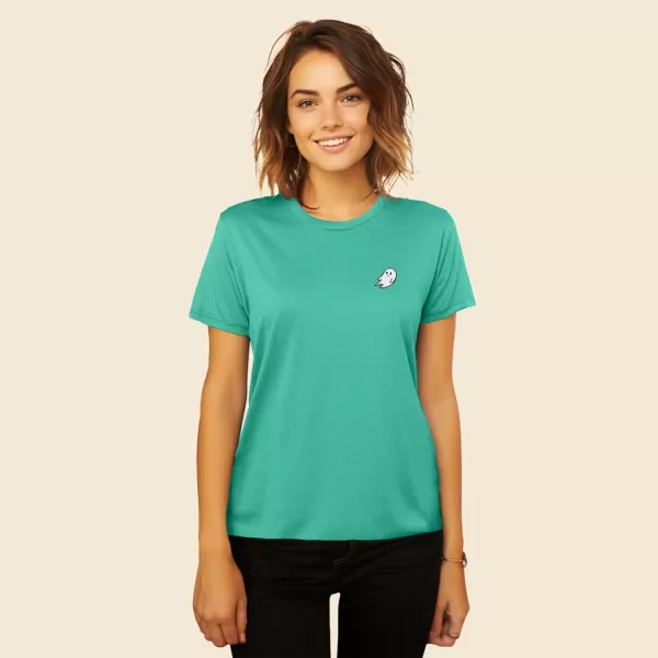 DALIX Ghost Embroidered Soft Cotton Short Sleeve T Shirt Womens