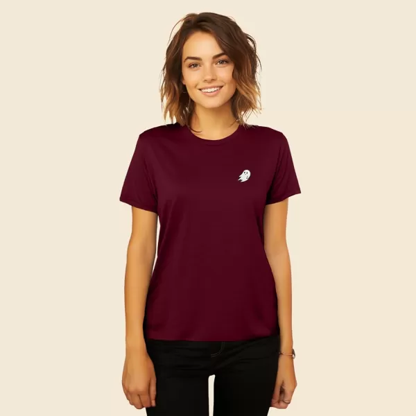 DALIX Ghost Embroidered Soft Cotton Short Sleeve T Shirt Womens