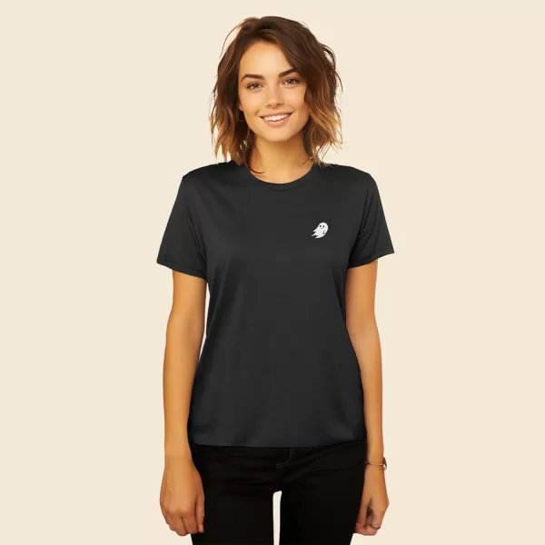 DALIX Ghost Embroidered Soft Cotton Short Sleeve T Shirt Womens