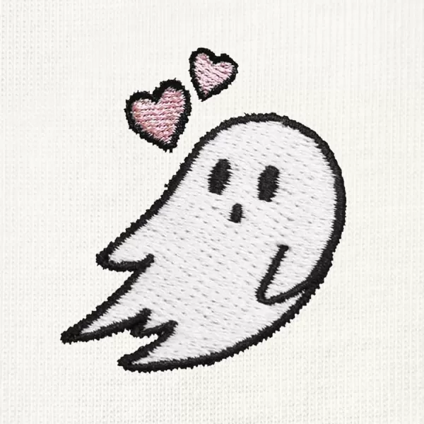 DALIX Heartly Ghost Embroidered Cropped Relaxed Cropped Soft Lightweight Loose T Shirt Womens
